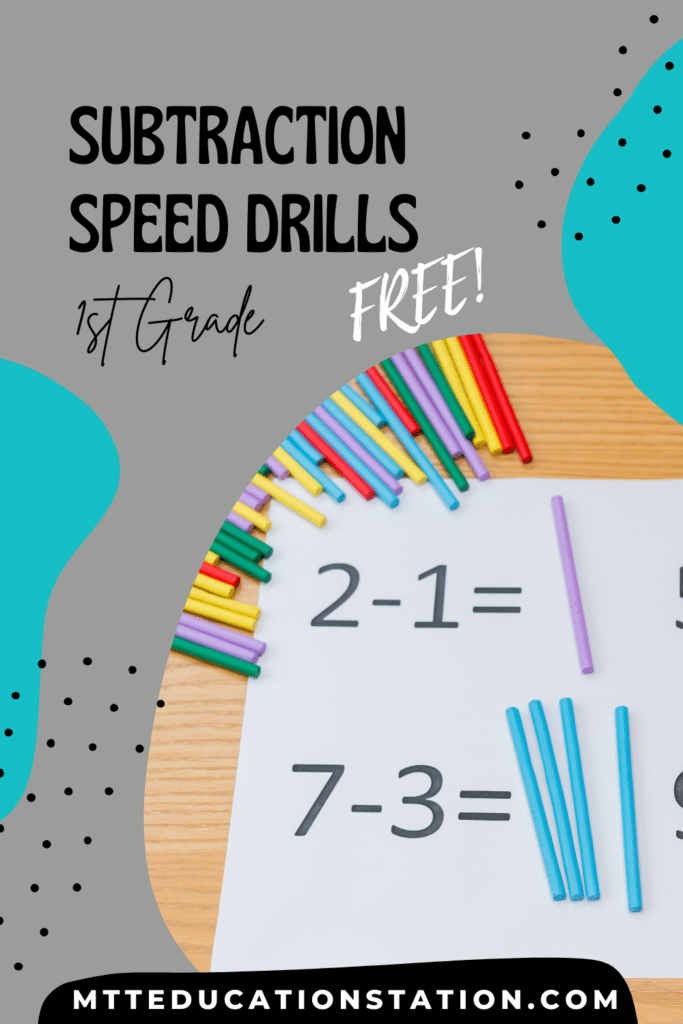 Free subtraction speed drills for first grade. Download this math learning resource here.