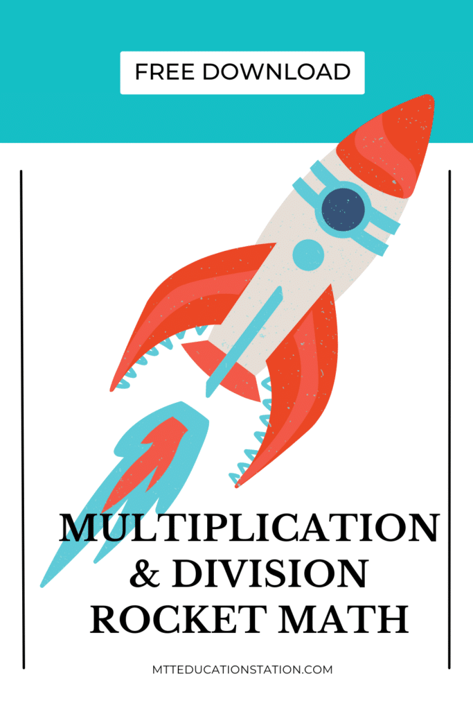 Rocket math facts challenge for fourth grade multiplication and division. Download this free learning resource.