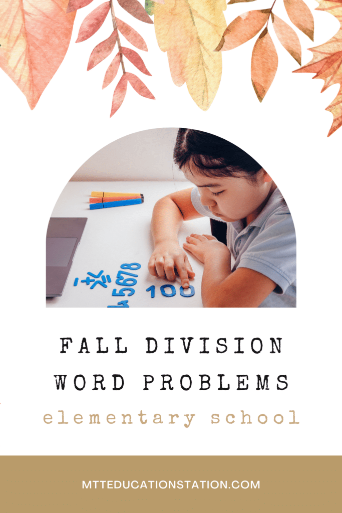These fall-themed division word problems are a great way to keep your elementary schooler challenged. Download your free resource here.