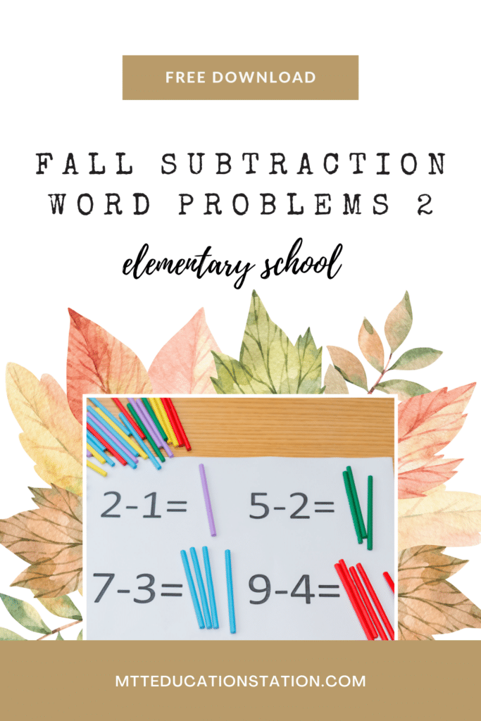 Make subtraction word problems fun and challenging with this fall-themed worksheet. Download your free resource.