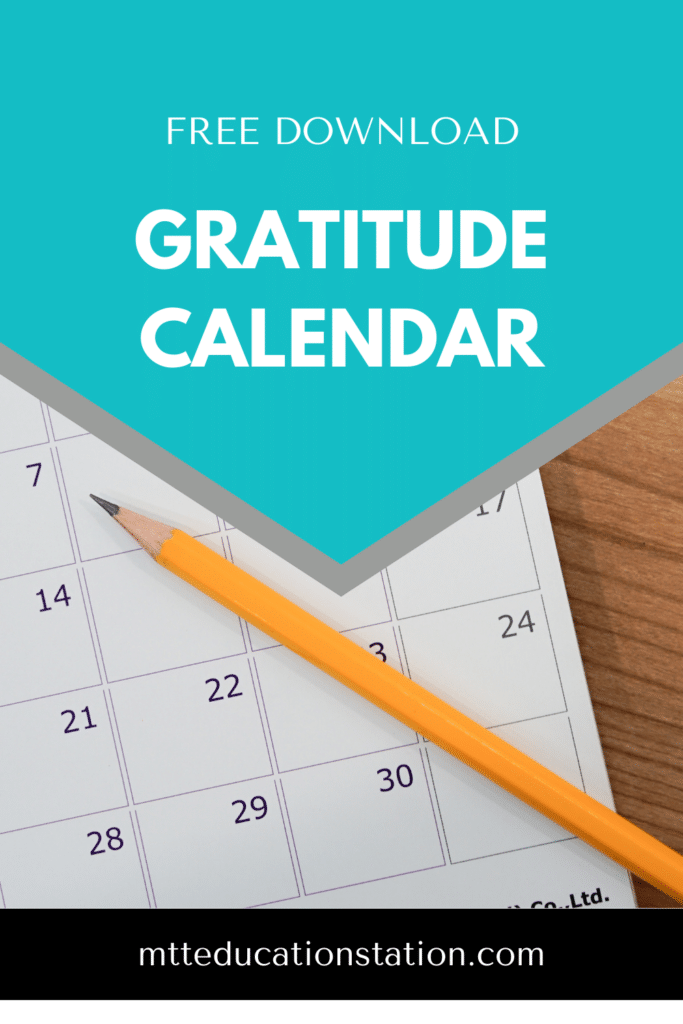 Use this free download to write down one thing you're grateful for every day for a month. At the end of the month, reflect on those things.