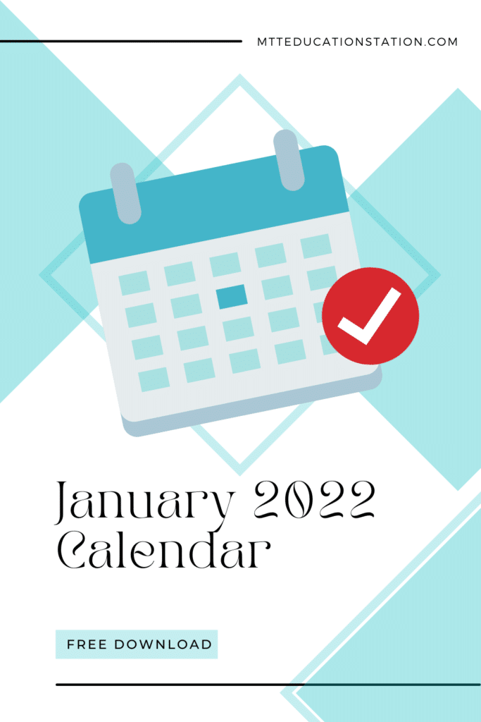 Free January 2022 calendar template. Download your resource here.