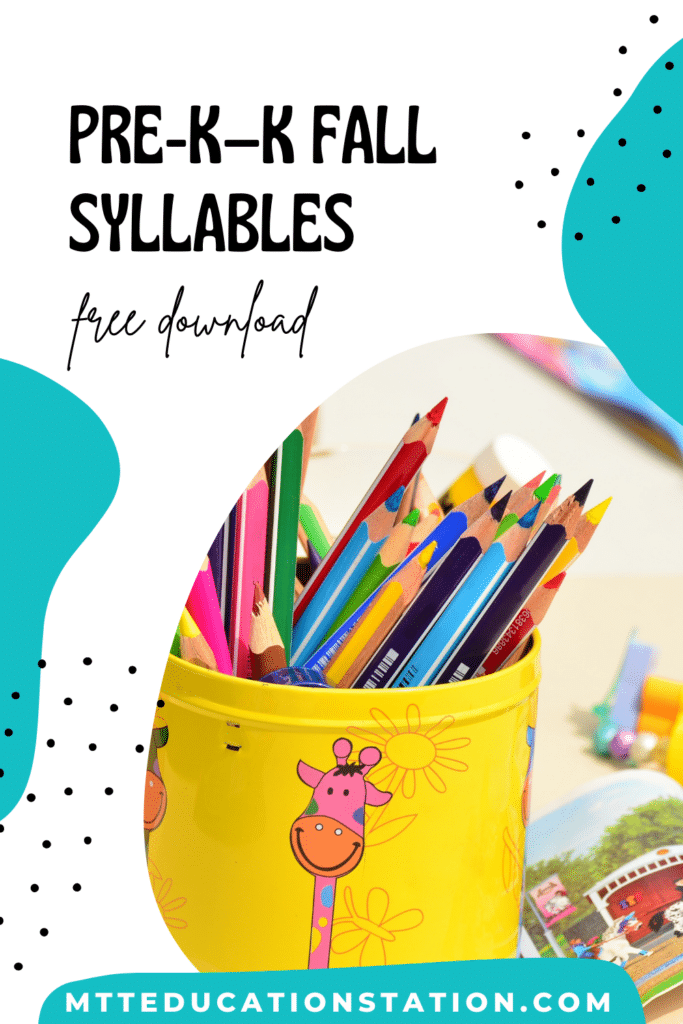 This free, fall-themed learning resource will help your pre-k to kindergarten student practice syllables. Download here.