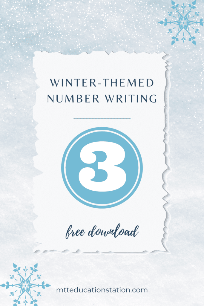 Winter themed number 3 writing practice