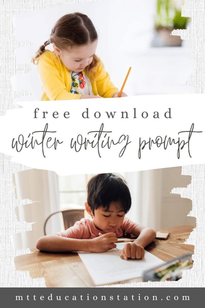 Winter themed writing prompt for elementary students - free download