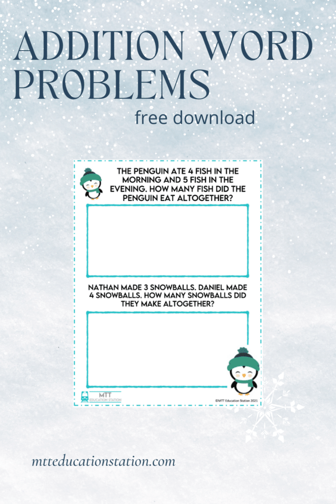 Practice elementary addition word problems with this free, winter-themed learning activity. Download here.