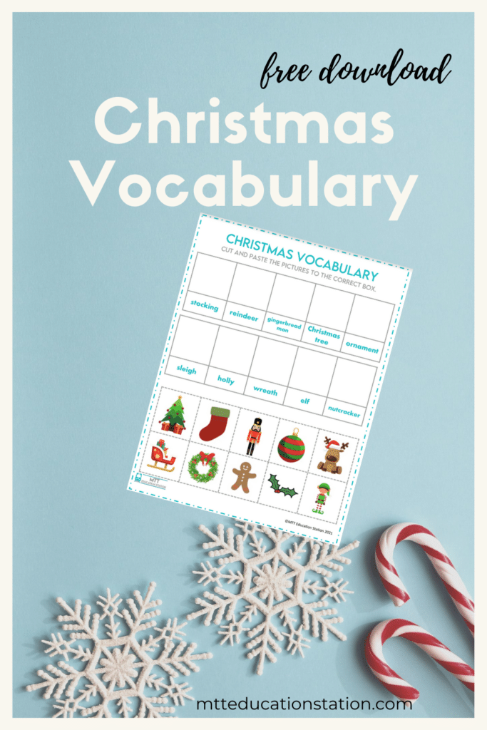 Practice elementary school vocabulary words with this Christmas-themed activity. Download your free learning resource here.