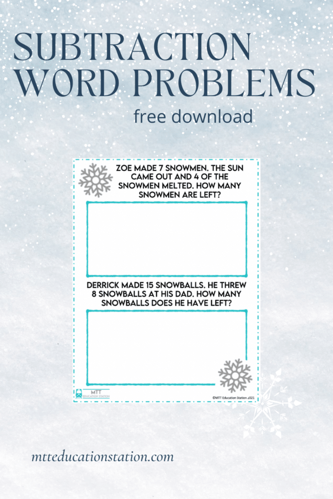 Make math fun with this free winter-themed elementary school subtraction word problem activity. Download here.