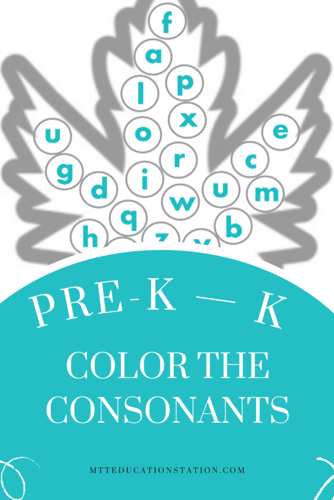 Downloadable color the consonants activity for pre-k to kindergarten