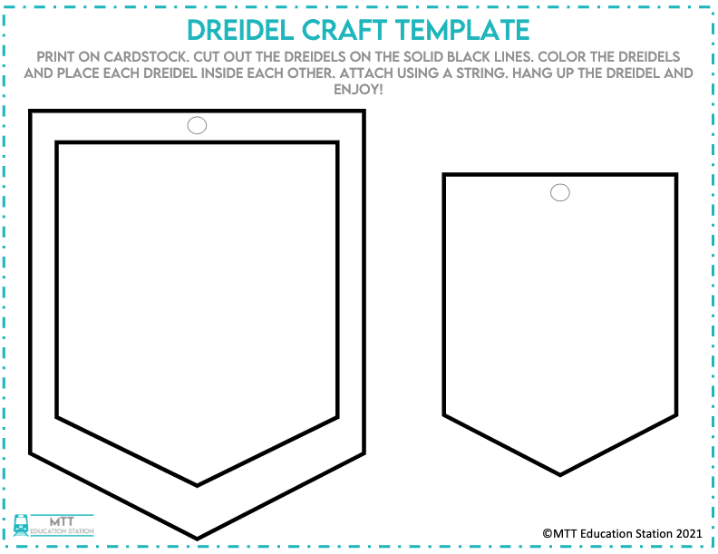 Dreidel craft template printable activity for kids
