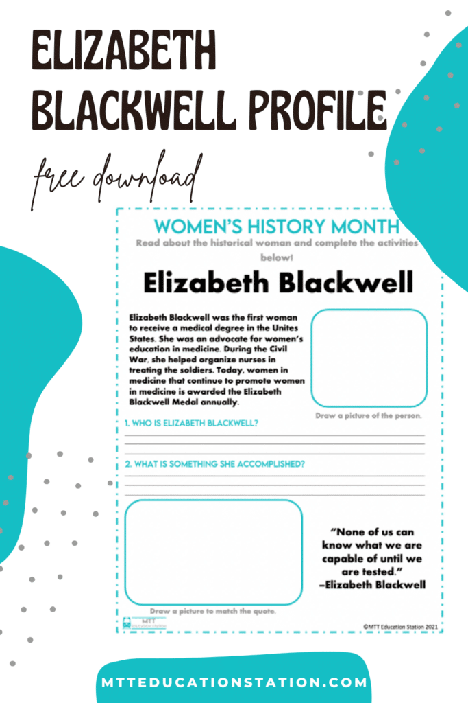 Elizabeth Blackwell downloadable activity for Women's History Month