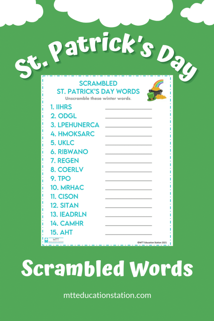 St. Patrick's Day scrambled words download