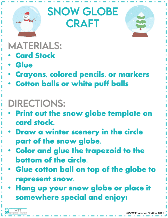Snow globe craft template printable