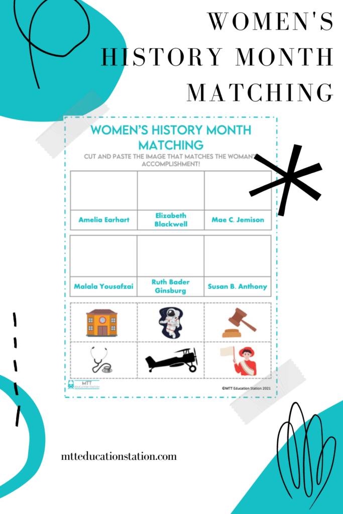 Women's History Month matching games for kids download