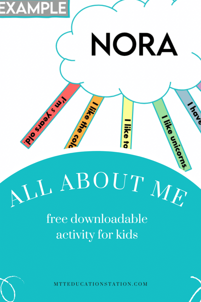 All About Me rainbow downloadable activity