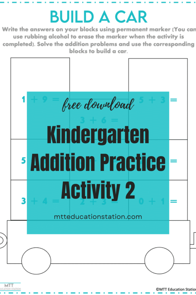 Build a car kindergarten addition practice