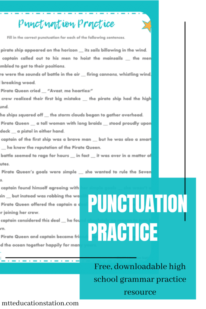 Punctuation Practice | High School Grammar Resource