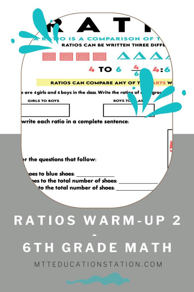 Ratio learning activity for 6th grade math practice