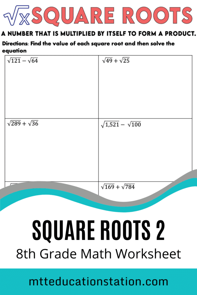 Practice finding the value of square roots and then solve the equation. Download your free math worksheet here.