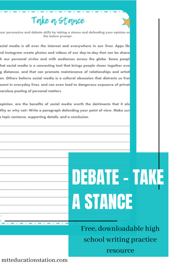 High school writing debate practice prompt