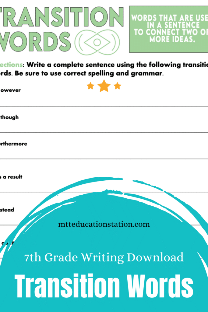 Transition words 7th grade writing download