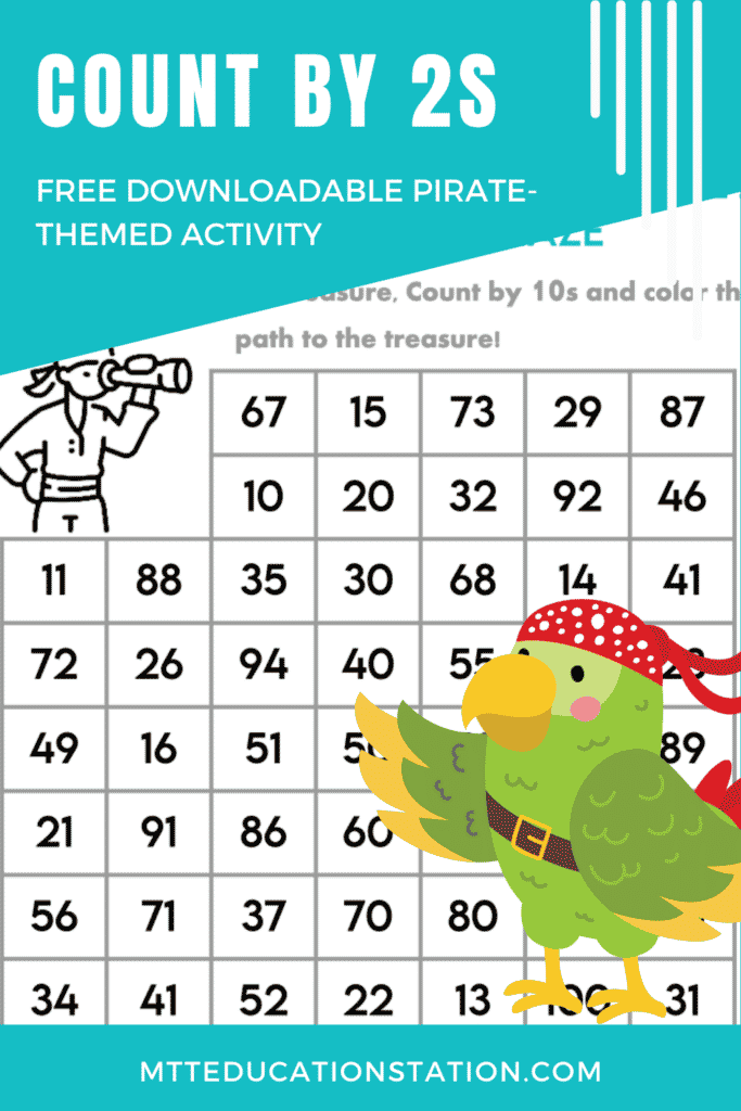 Practice counting by twos with this pirate-themed counting activity for kindergarten to 1st graders. Download your free math activity here.
