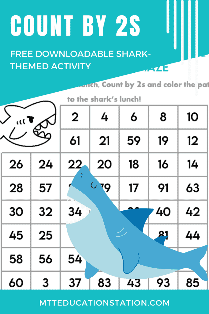 Practice counting by twos with this shark-themed counting activity for kindergarten to 1st graders. Download your free math activity here.