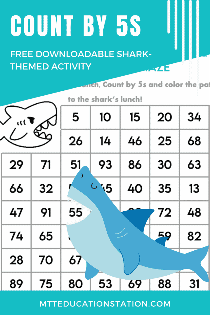 Practice counting by fives with this shark-themed counting activity for kindergarten to 1st graders. Download your free math activity here.