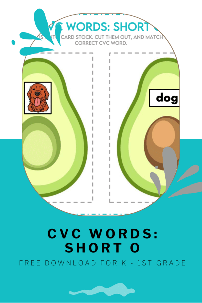 Free short o CVC words practice for kindergarten to 1st grade. Download your ELA phonics learning resource here.